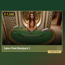 3 tables en live Blackjack Salon Privé pour joueurs VIP