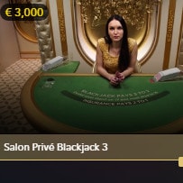 Live Blackjack Salon Privé pour joueurs VIP