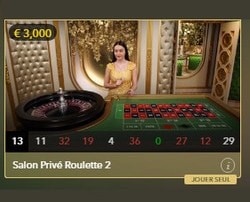 Roulette en live Roulette Salon Privé pour joueurs VIP