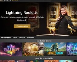 Bonus Cashback sur la Lightning Roulette sur Casino Extra