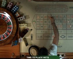Capture d’écran d'une Live roulette avec croupiers en direct