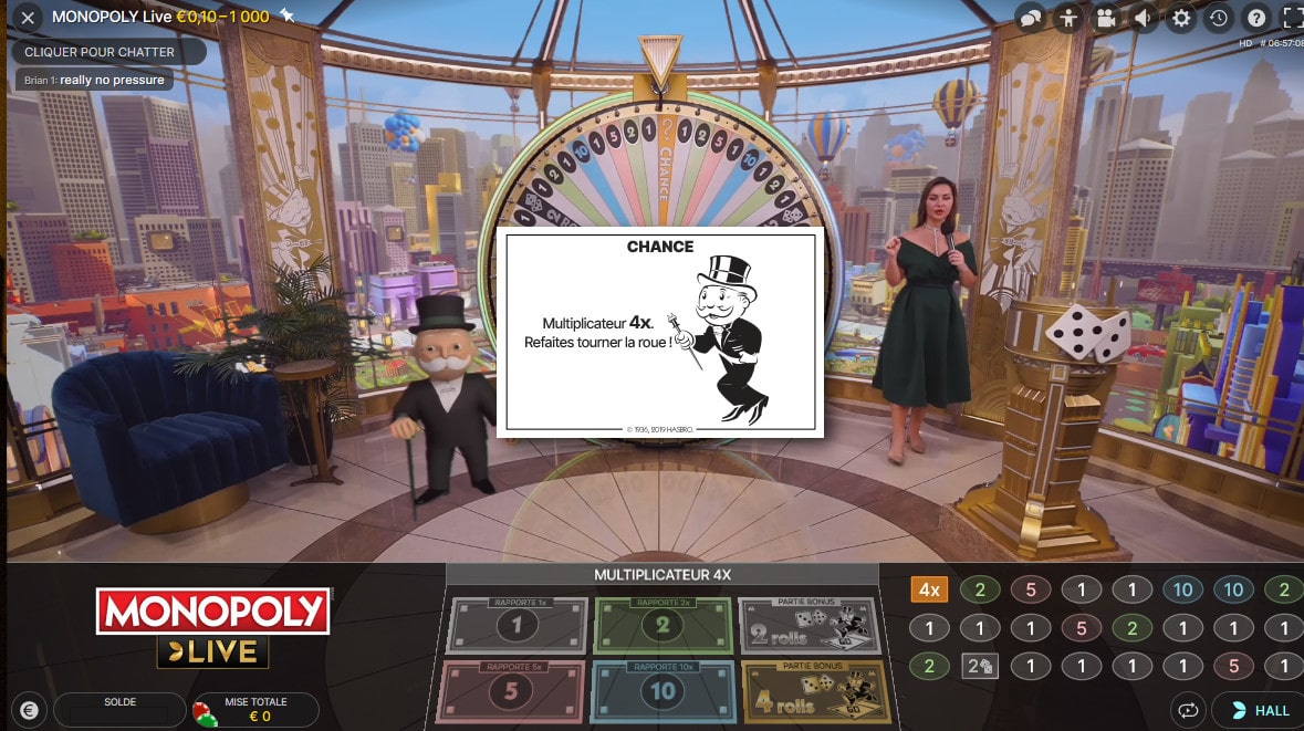 Carte Chance au Monopoly en ligne d'Evolution