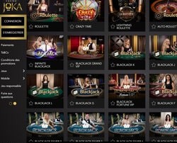 Jeux avec croupiers en direct sur Casino Joka