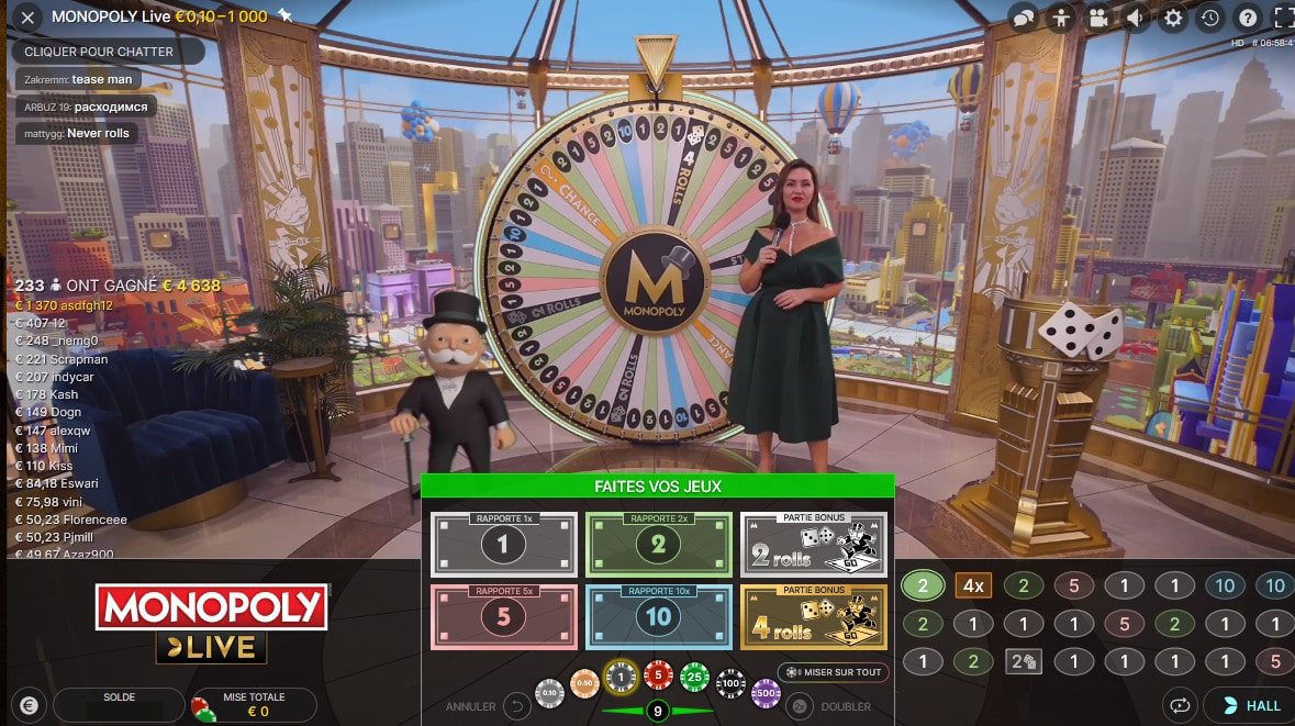 Mr Monopoly sur le studio 3D d'Evolution en compagnie de l'animatrice