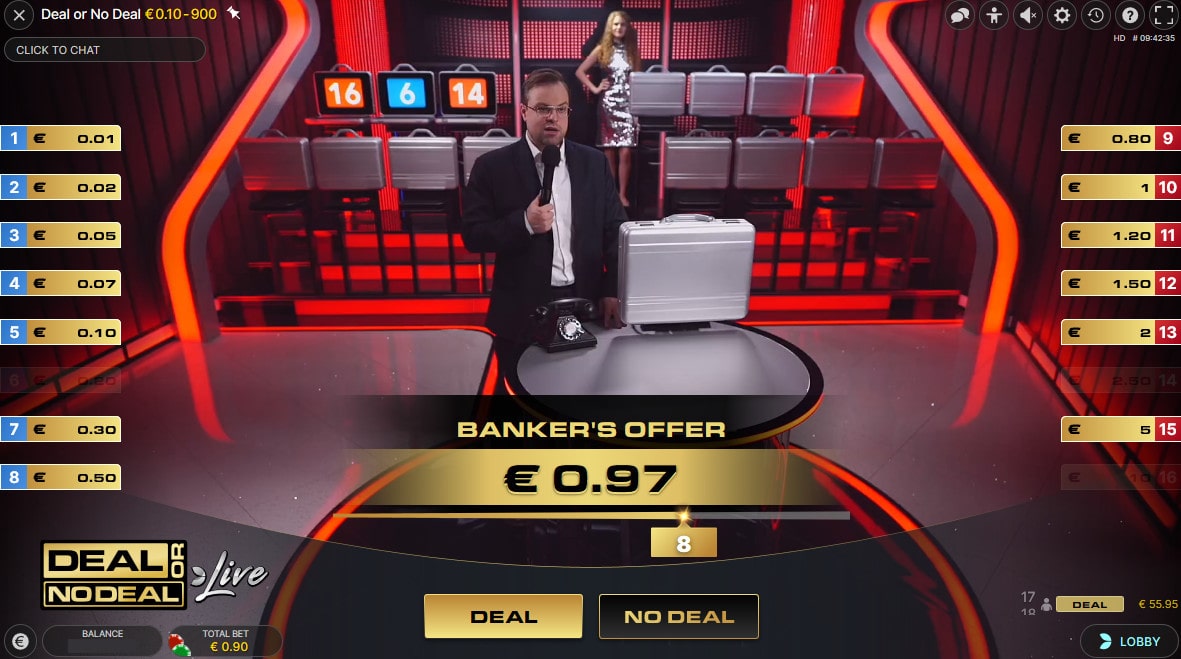 Studio du jeu en live Deal Or No Deal equivalent du jeu A Prendre Ou A Laisser