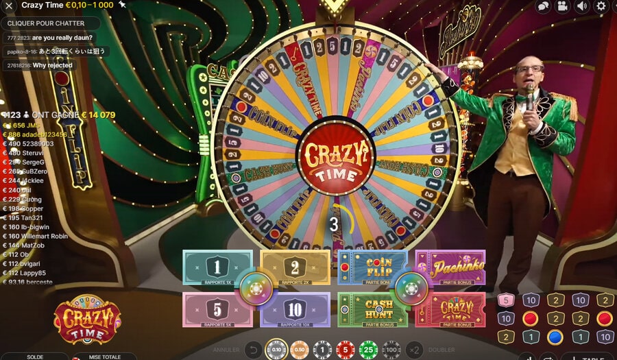 Crazy Time dans une promotion sur Cresus Casino