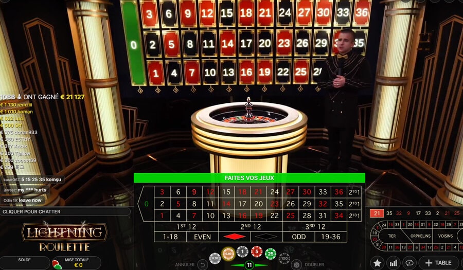 Lightning Roulette sur Cresus Casino