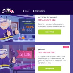 Arrêt sur les bonus Madnix et les promotions hebdo et mensuels de ce casino en ligne