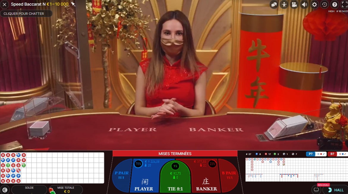 15 tables de Speed Baccarat pour jouer vite partie après partie