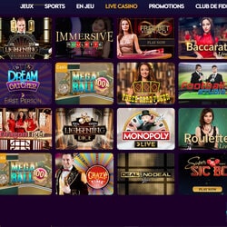 Logiciels de jeux en live sur Casino360