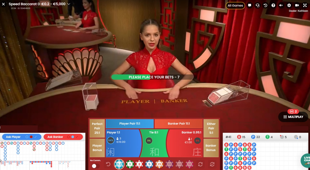 Capture d'écran de la table Speed Baccarat de Pragmatic Play Live Casino