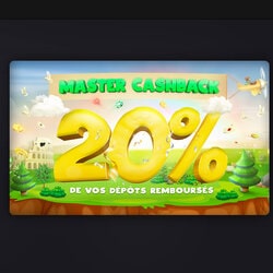 La promo Master Cashback permet de profiter de 20% cashback sur tous le dépôts en MasterCard.