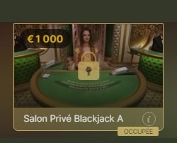 La gamme des jeux en live Salon Privé d'Evolution est réservée aux joueurs VIP