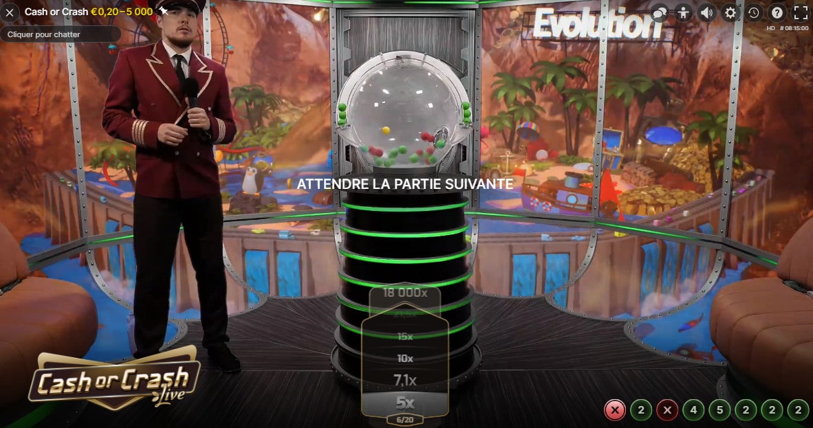 Jeu de loterie en live Cash Or Crash d'Evolution