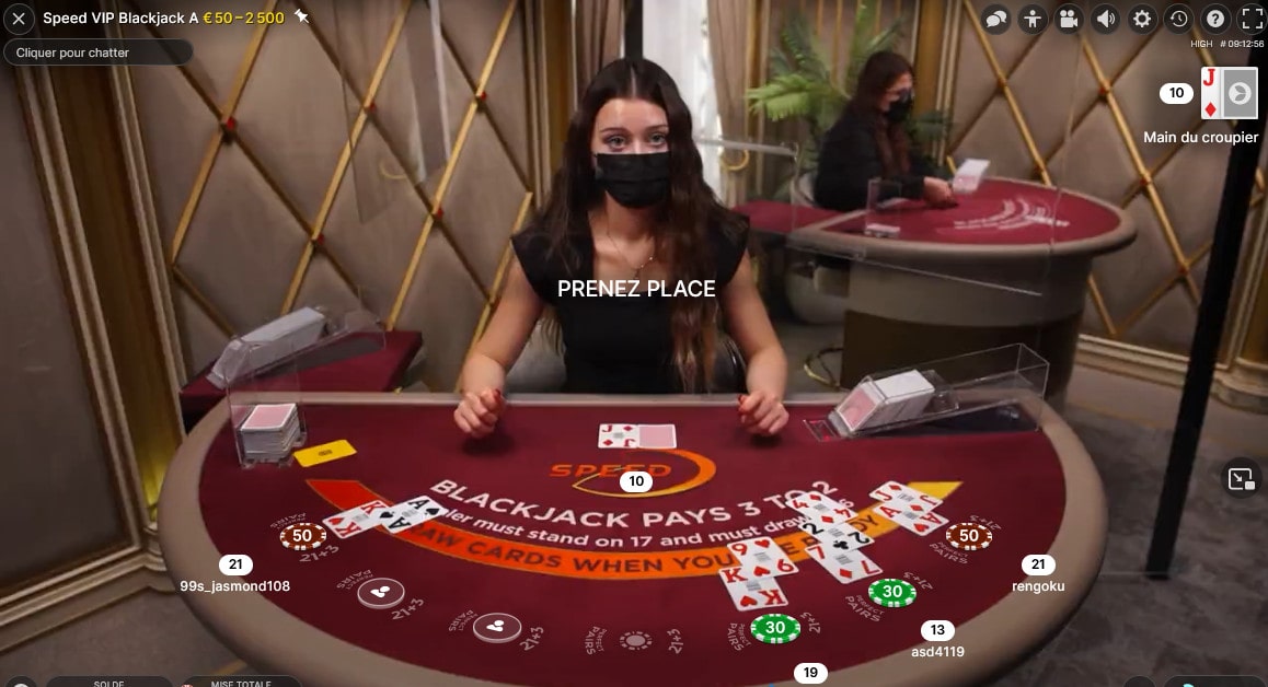 Les joueurs débutants peuvent jouer au blackjack en live avec faibles mises