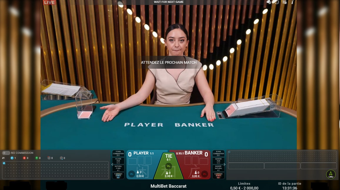 Studio avec croupière en live de Multibet Baccarat d'Authentic Gaming