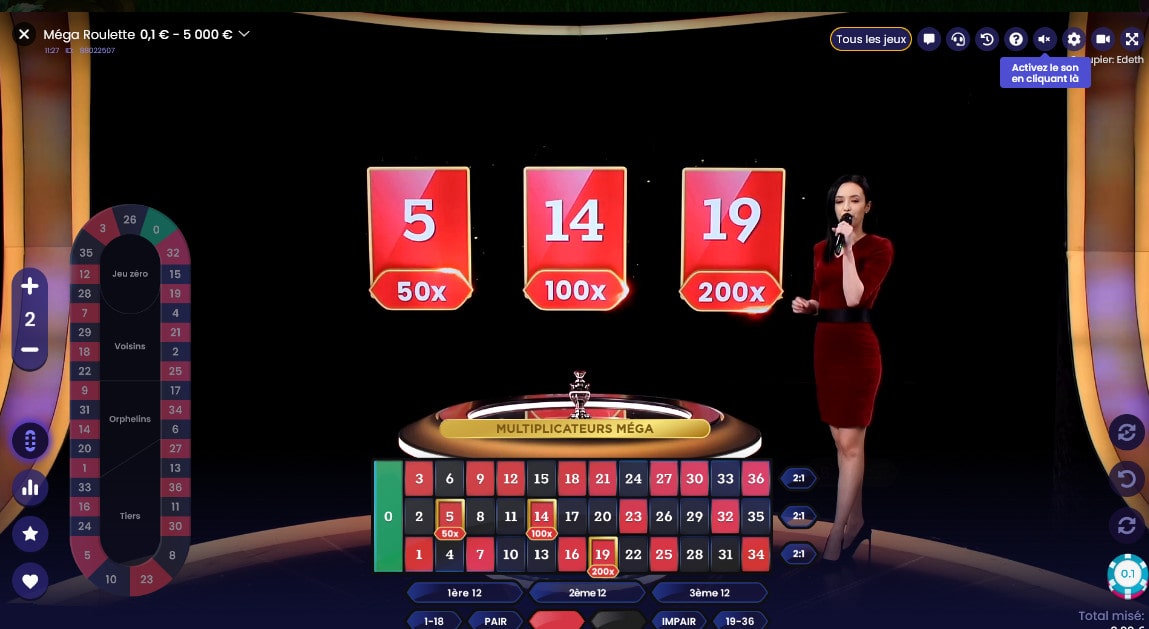 Multiplicateurs de gains au jeu en direct Mega Roulette de Pragmatic Play Live