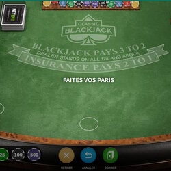 Cresus Casino integre Classic Blackjack de Netent