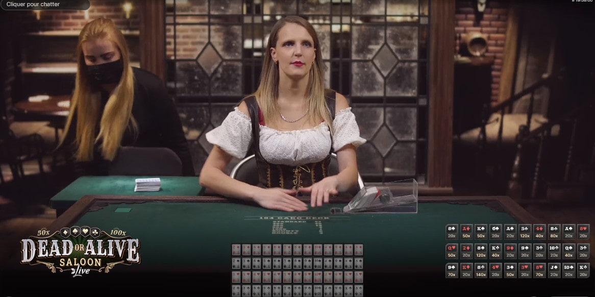 Croupière du jeu en direct Dead Or Alive Saloon du logiciel Evolution