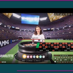 Croupière en live a la table Hat-Trick Roulette de Vivo Gaming