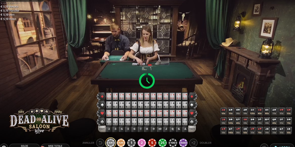 Studio du jeu avec croupier en direct Dead Or Alive Saloon