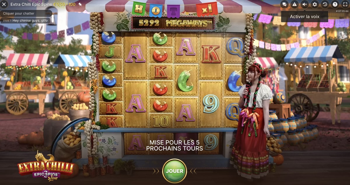 Machine a sous Extra Chilli Epic Spins avec croupier en live Machine a sous Extra Chilli Epic Spins avec croupier en live