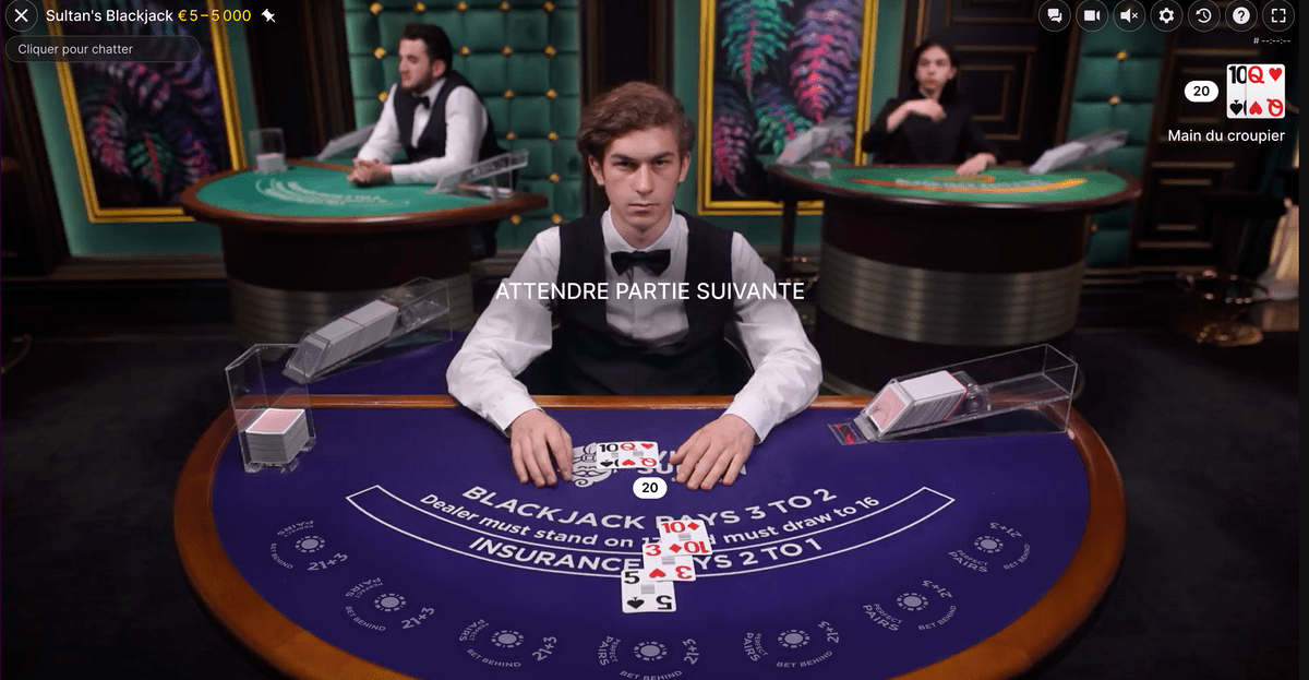 Sultan's Blackjack, table exclusive de Wild Sultan