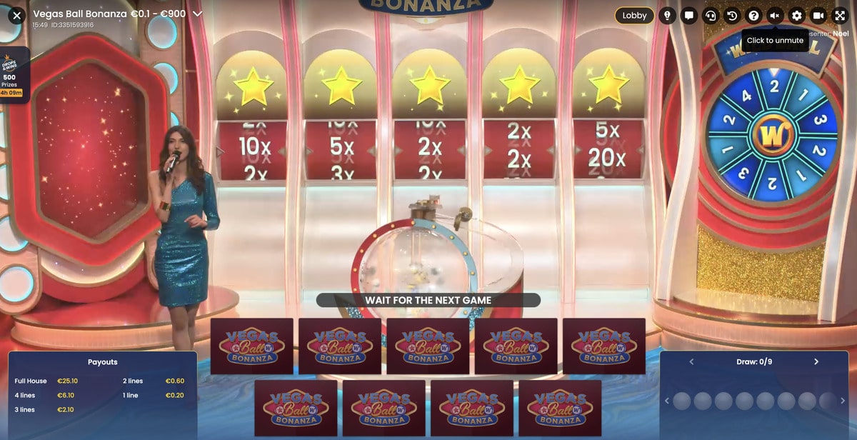 Croupière au jeu en live Vegas Ball Bonanza