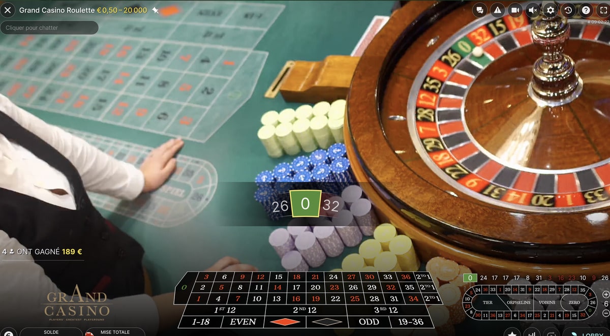 Capture d'ecran de la roulette du Grand Casino de Bucarest