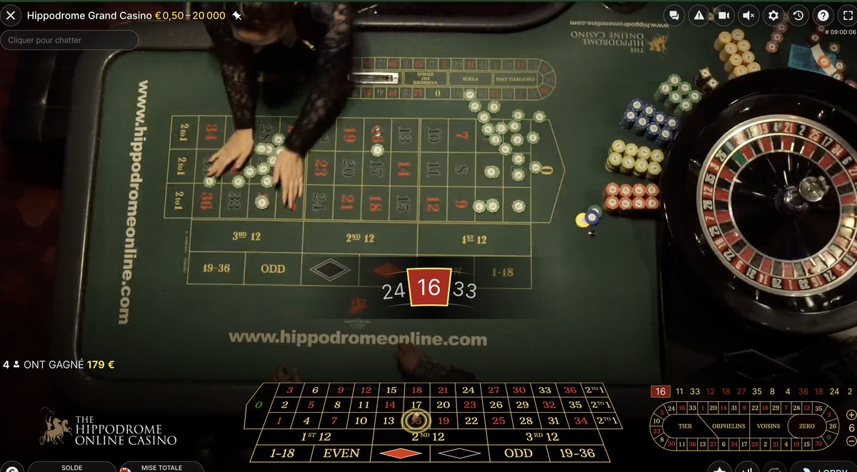 Capture d'ecran de la roulette de l'Hippodrome Casino de Londres