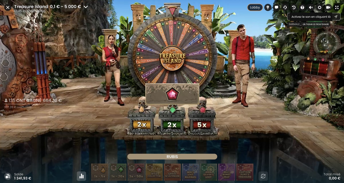 Rotation de croupiers en direct de Treasure Island