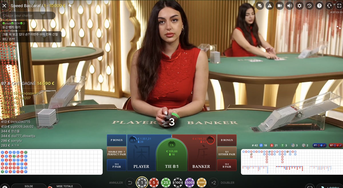 Studio avec croupier en direct Baccarat en live