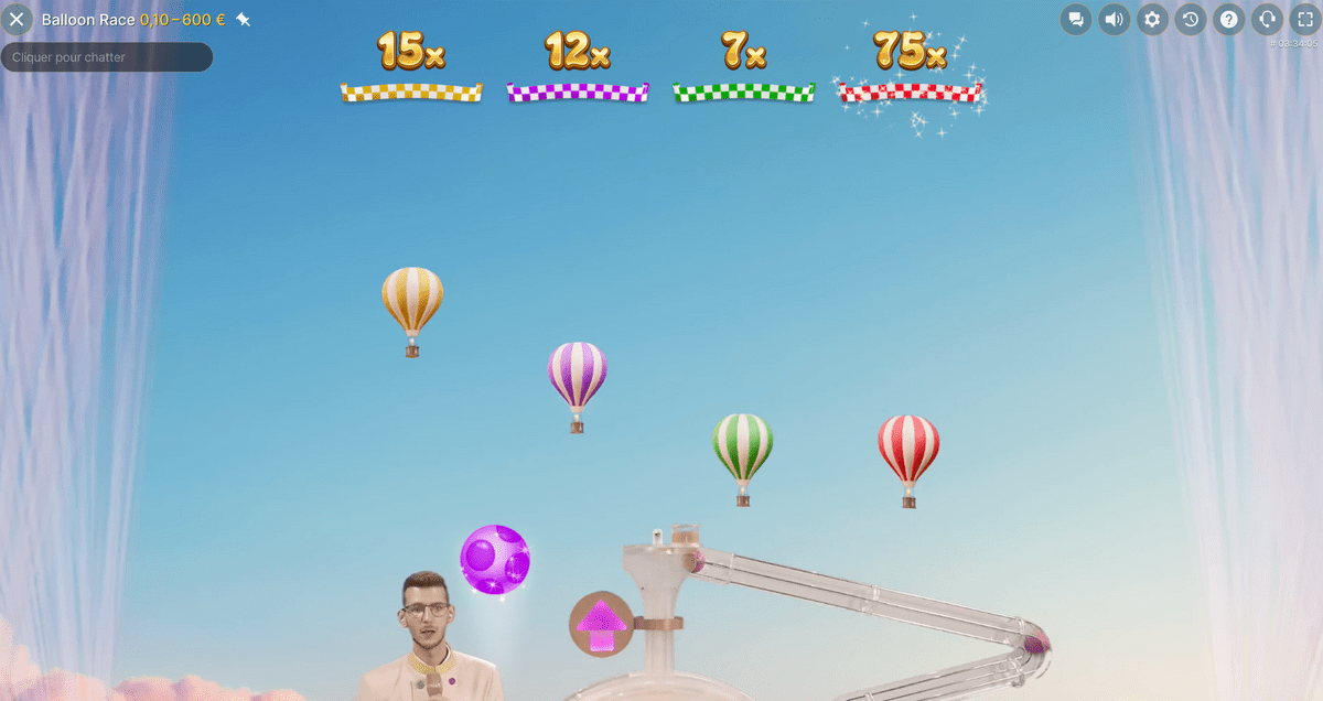 Croupier en Direct sur Balloon Race