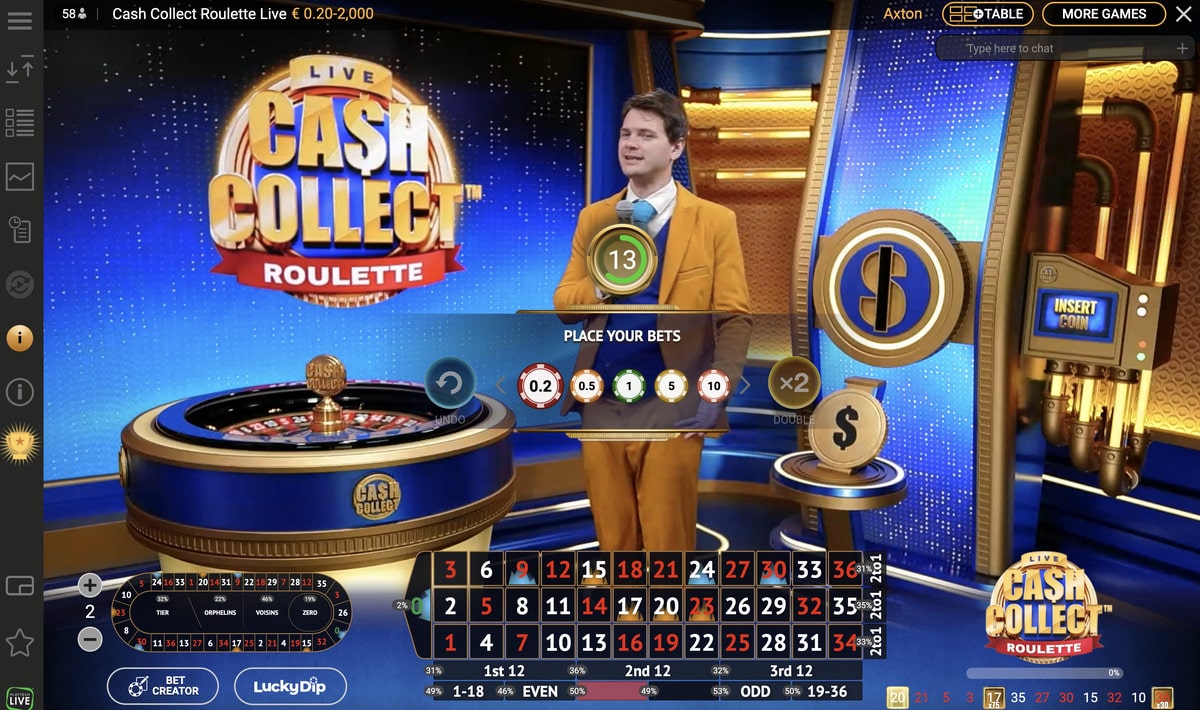 Studio avec croupier en direct sur Cash Collect Roulette Live