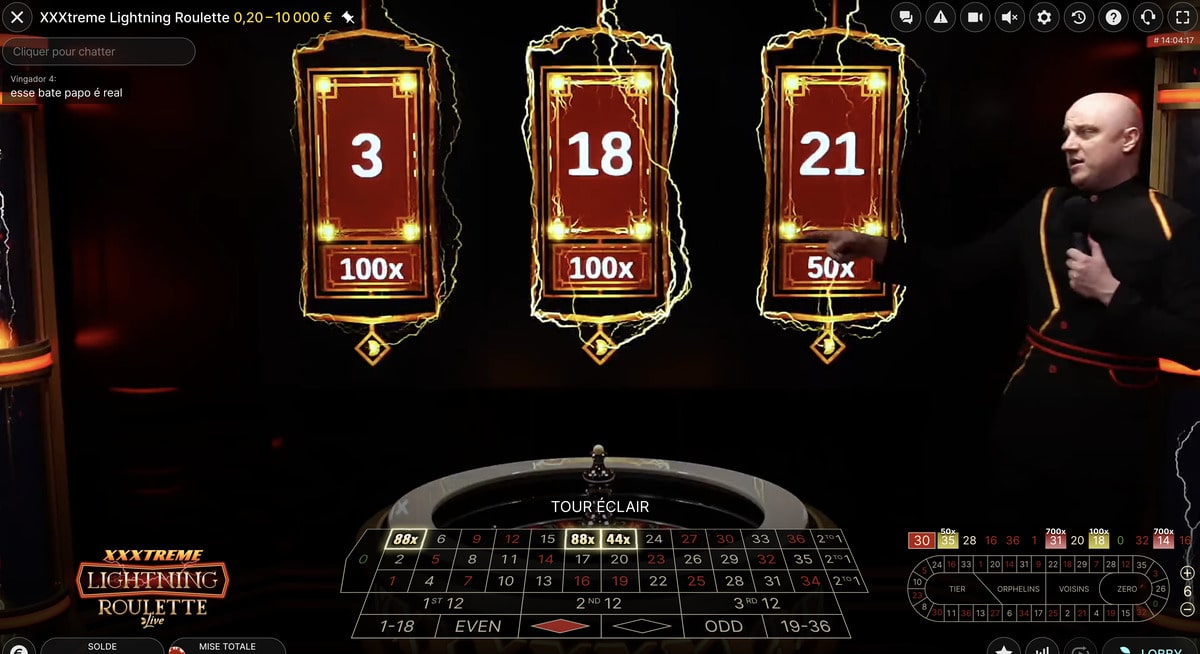 Roulette en ligne avec multiplicateur de gains XXXtreme Lightning Roulette : Roulette en ligne avec multiplicateurs de gains