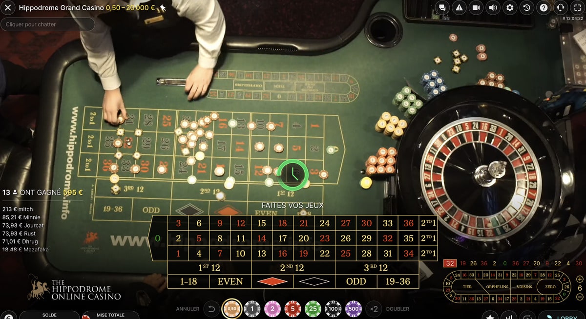 Vue aérienne de la table de roulette de l'Hippodrome Casino de Londres