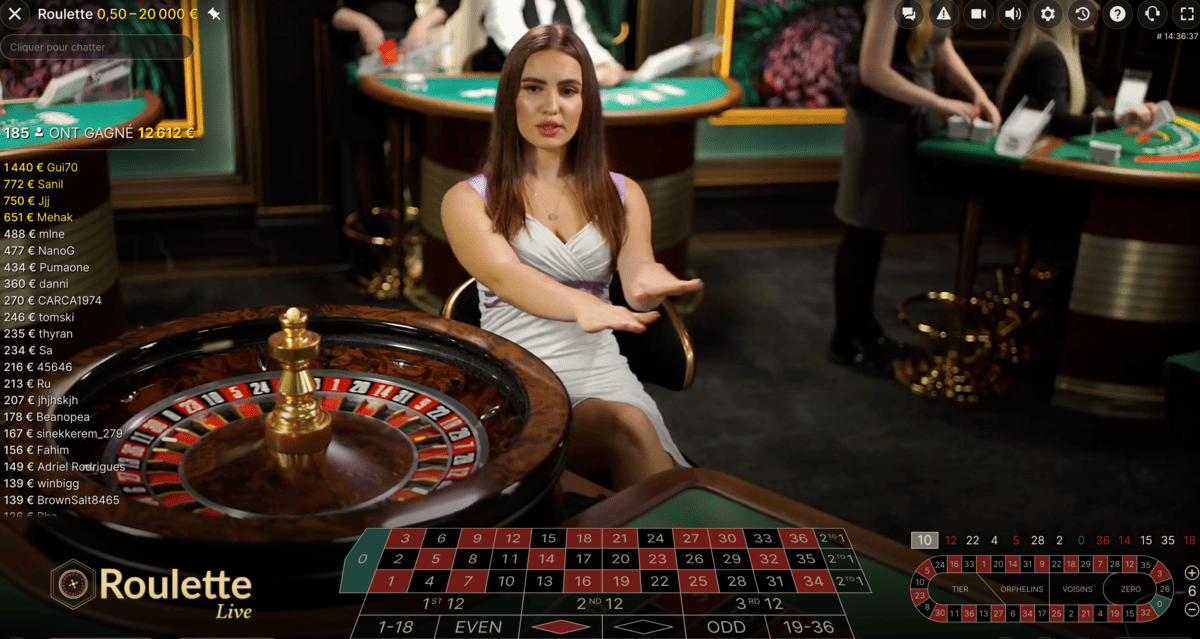 Salle d'une Roulette Online