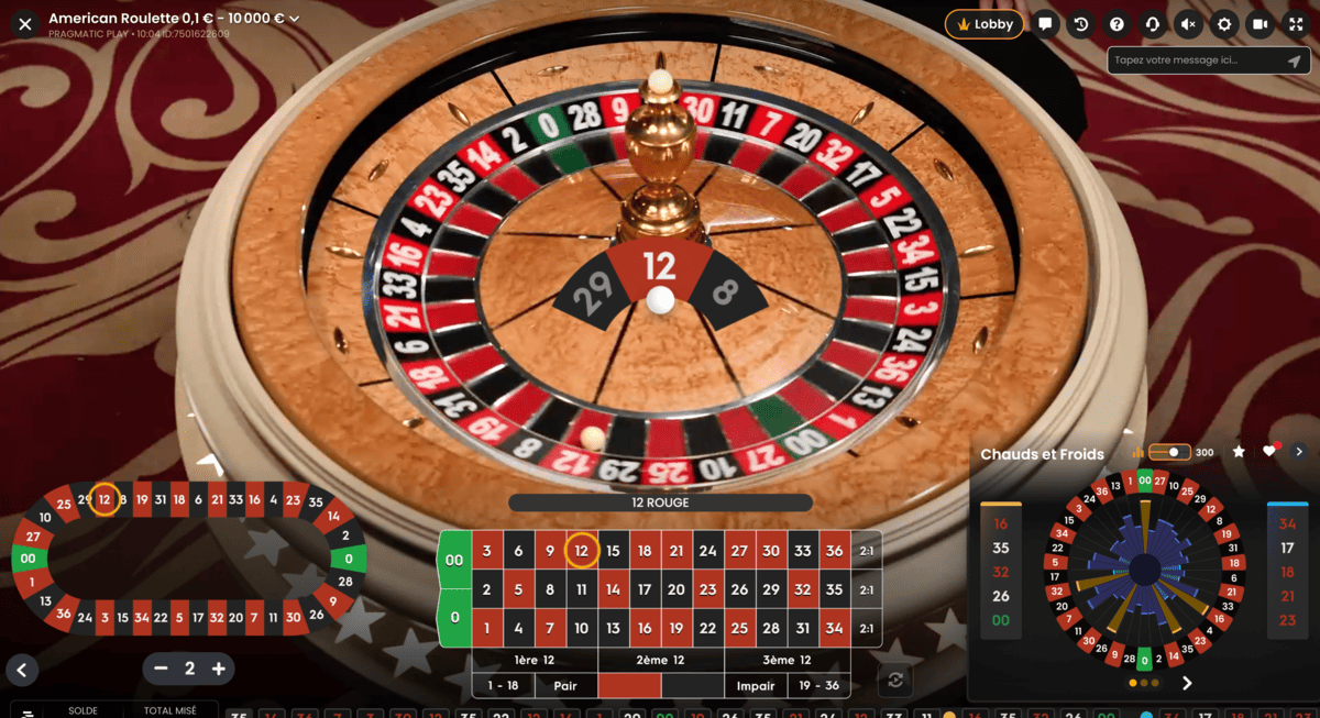 Numero Gagnant sur American Roulette de Pragmatic Play Live