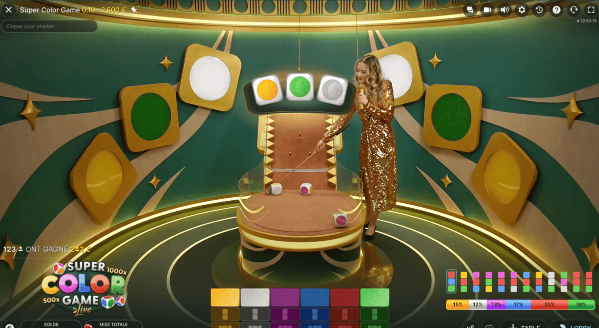 Croupiere en live sur Super Color Game