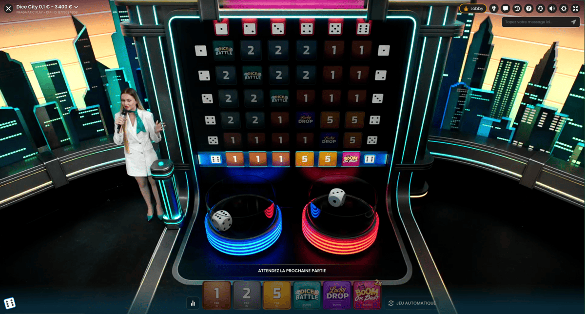 Live Dealer sur le jeu Dice City