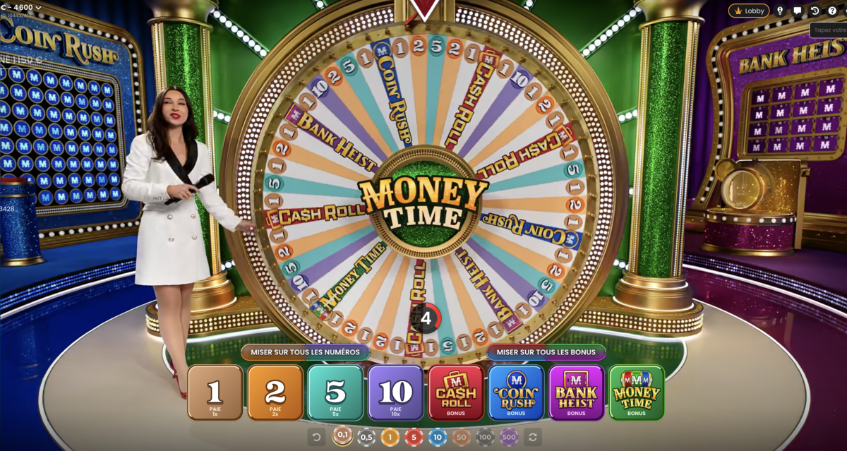 Croupier en direct sur Money Time